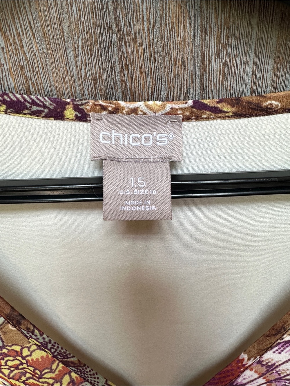 Chico's Brown Floral V-Neck Maxi Dress with Purple Border - Picture 2 of 9